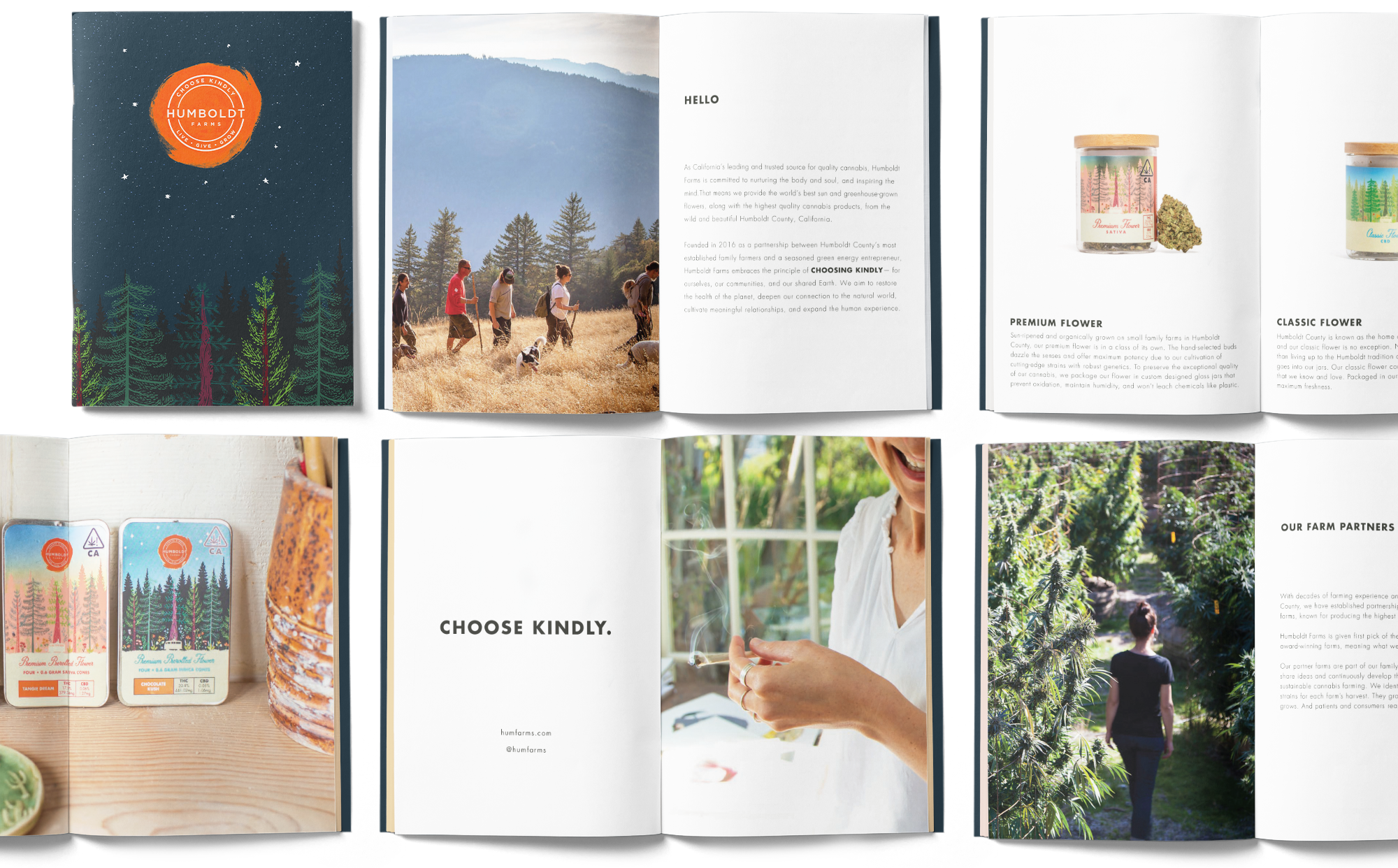 This is a picture of a variety of pages from the Humboldt Farms brand/product book.