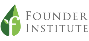 Founder Institute logo with green leaf-shaped 'f' icon beside gray uppercase text