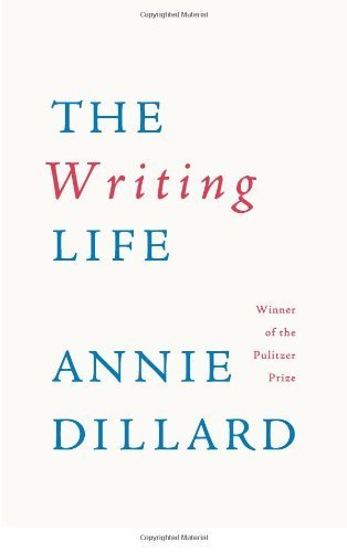 Book cover of "The Writing Life". White background, turquoise and red text.