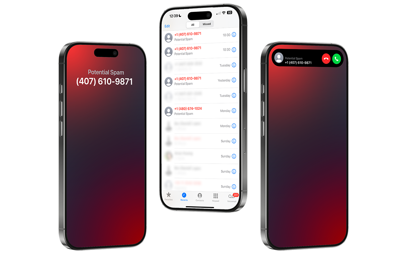 Live preview of how spam calls appear on phone