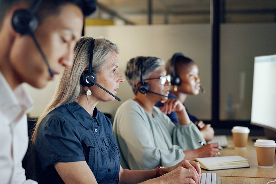 Call center team dialing