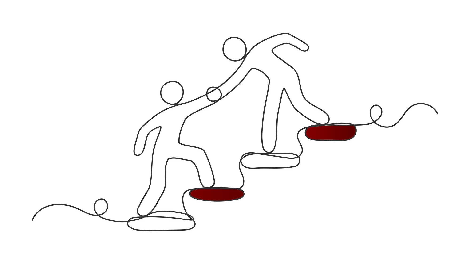 illustration of person helping another person up the stairs