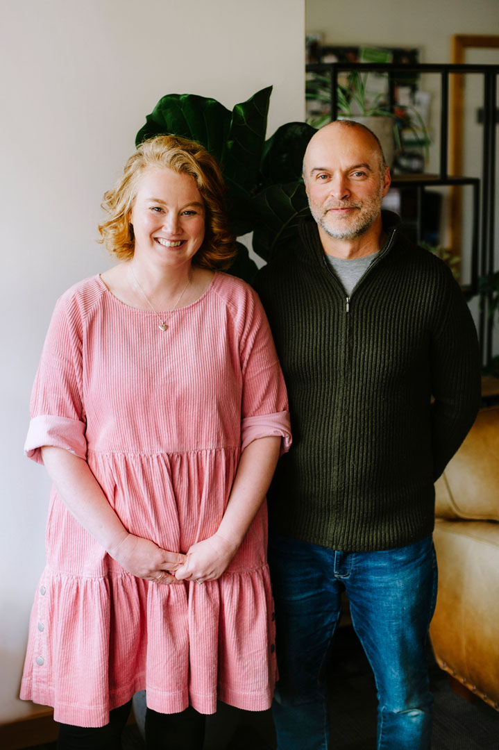 Pete and Bek standing together