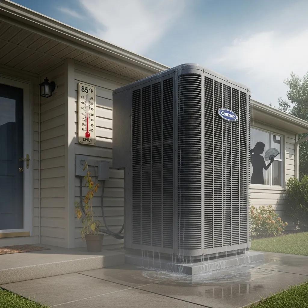 Oversized air conditioning unit illustrating inefficiency and humidity issues