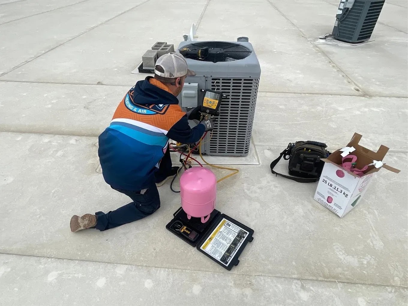 Local utility office assisting homeowner with HVAC rebate programs in Boyd and Weatherford, TX