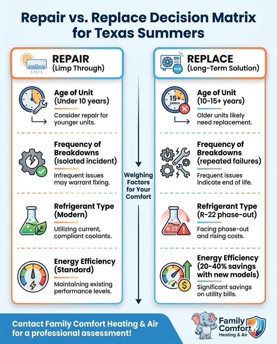 Repair vs. Replace Decision Matrix for Texas Summers