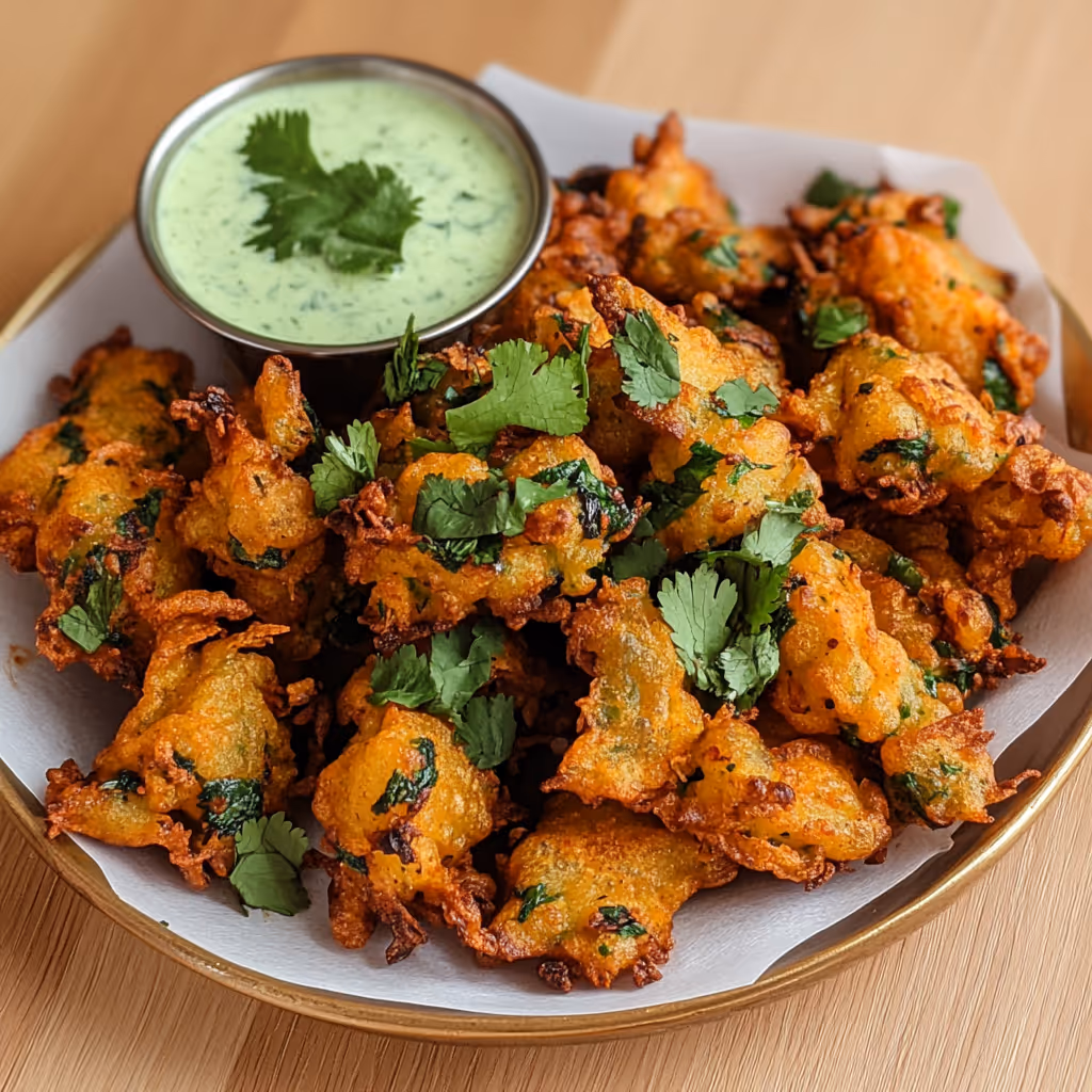 Finely-sliced onion smothered in a simple, fragrantly-spiced batter and fried to crispy perfection.