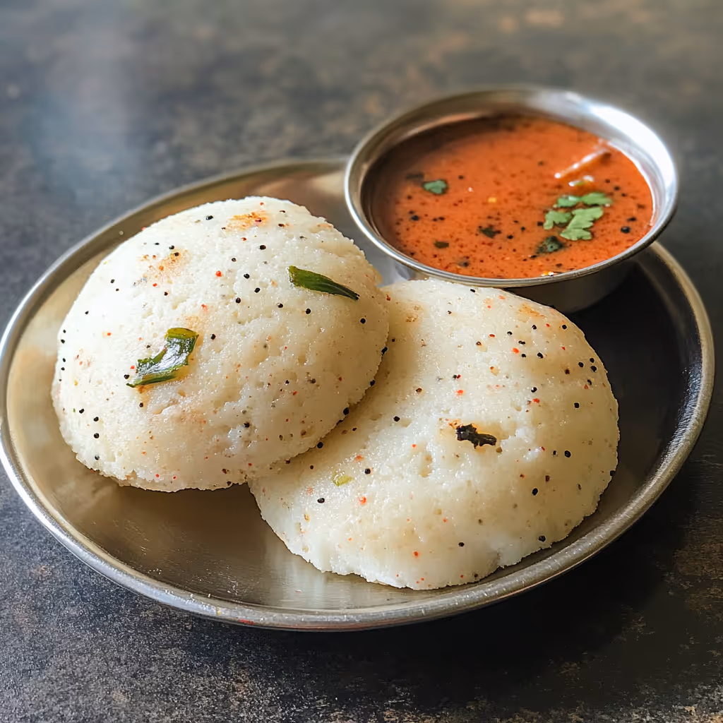Soft, pillowy steamed savory cake made from fermented rice and lentil batter.