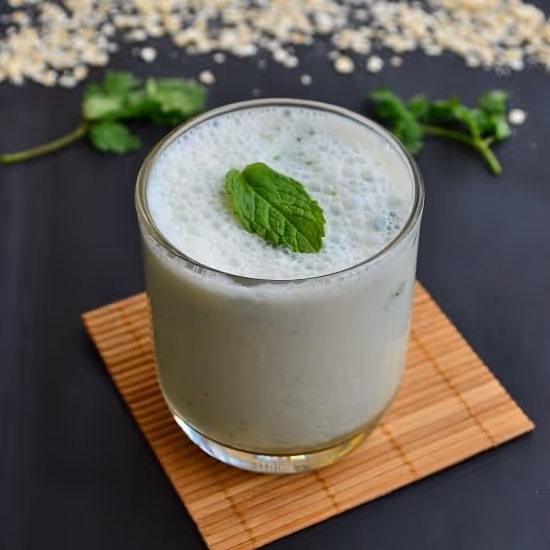 Fermented dairy drink left behind after churning butter out of cultured cream, mixed with cilantro and spices.