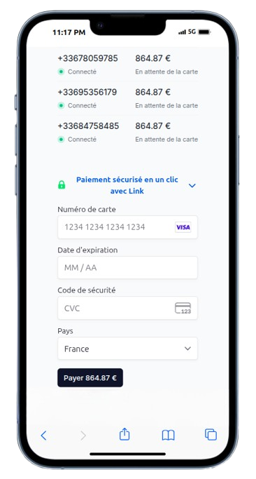 Page de paiement à plusieurs avec sur WokaPay