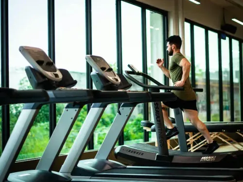 Man running on a treadmill