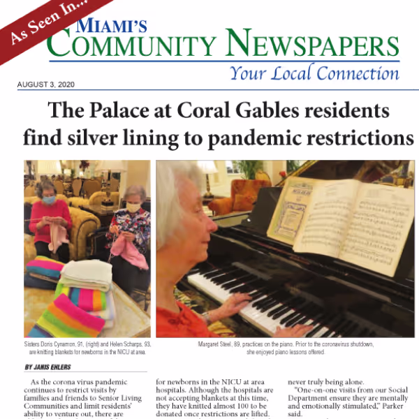 The Palace at Coral Gables residents find silver lining to pandemic restrictions