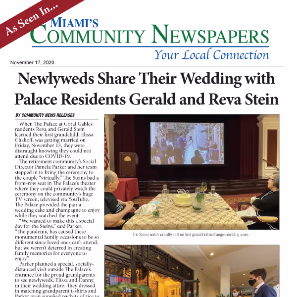 Newlyweds Share Their Wedding with Palace Residents Gerald and Reva Stein