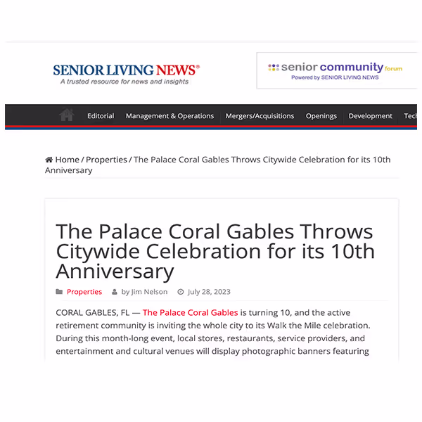 The Palace Coral Gables Throws Citywide Celebration for its 10th Anniversary