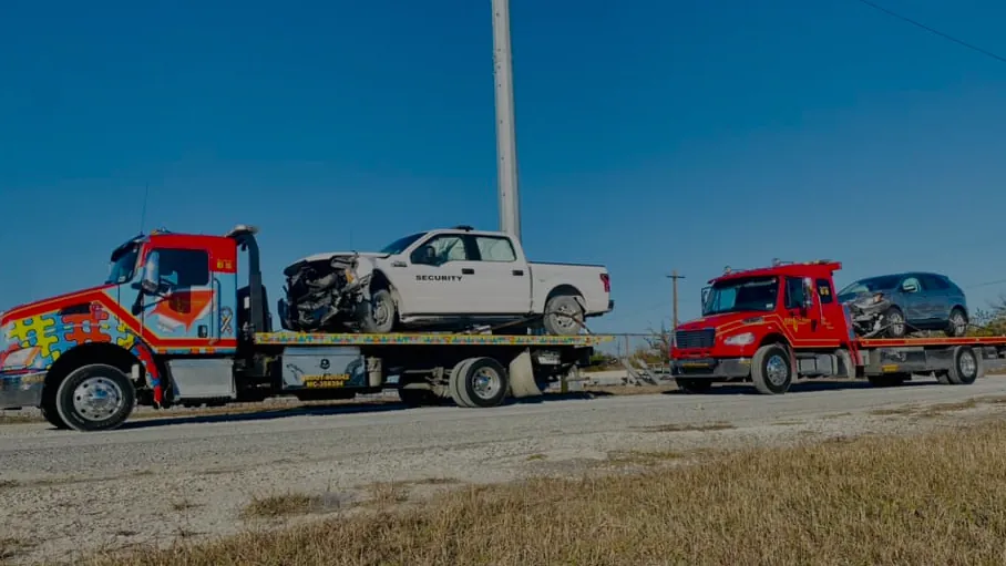 Accident Damaged Car Being Safely Recovered