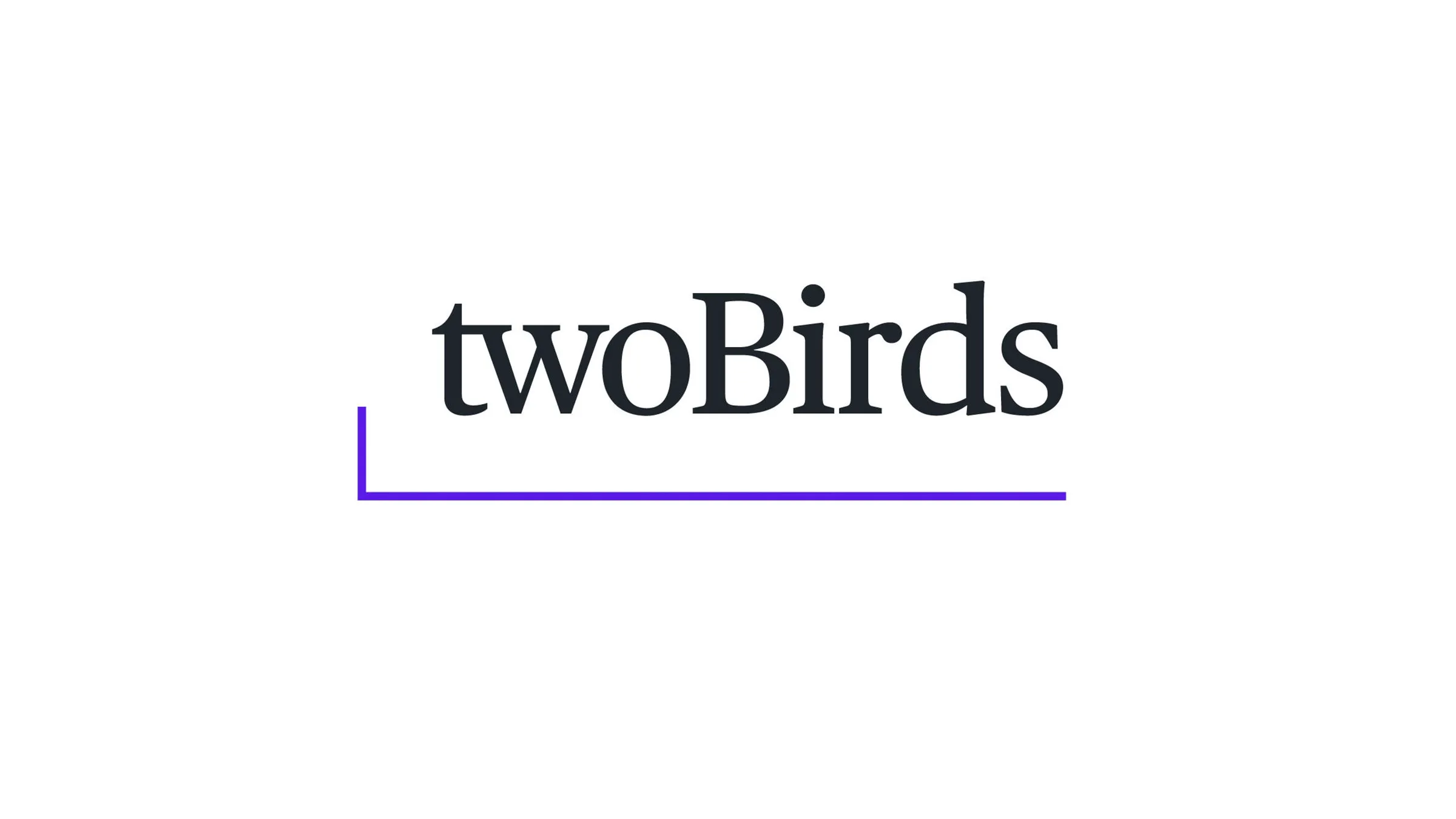 twoBirds logo with black text and a purple underline.