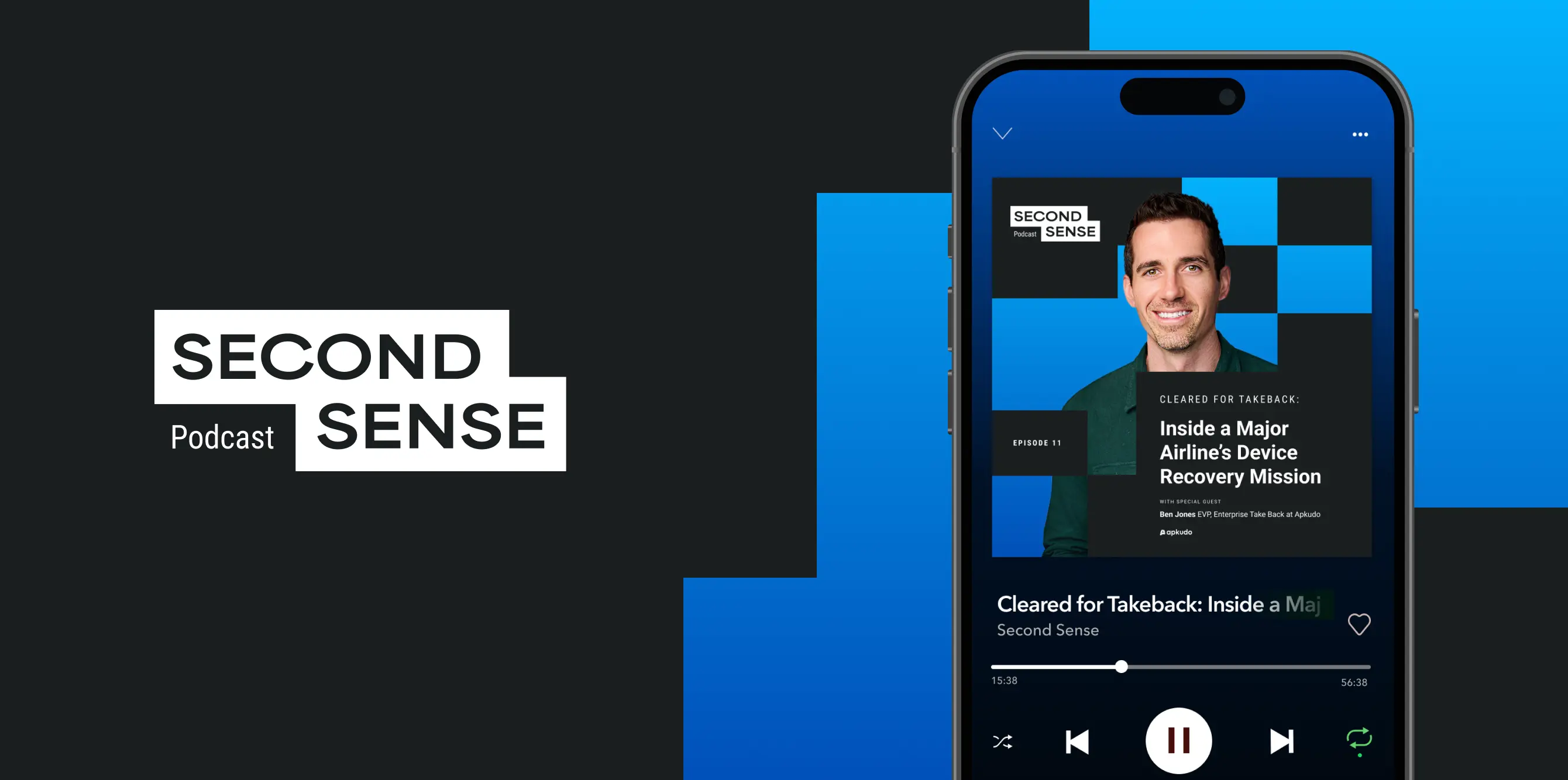 Second Sense Podcast playing on phone
