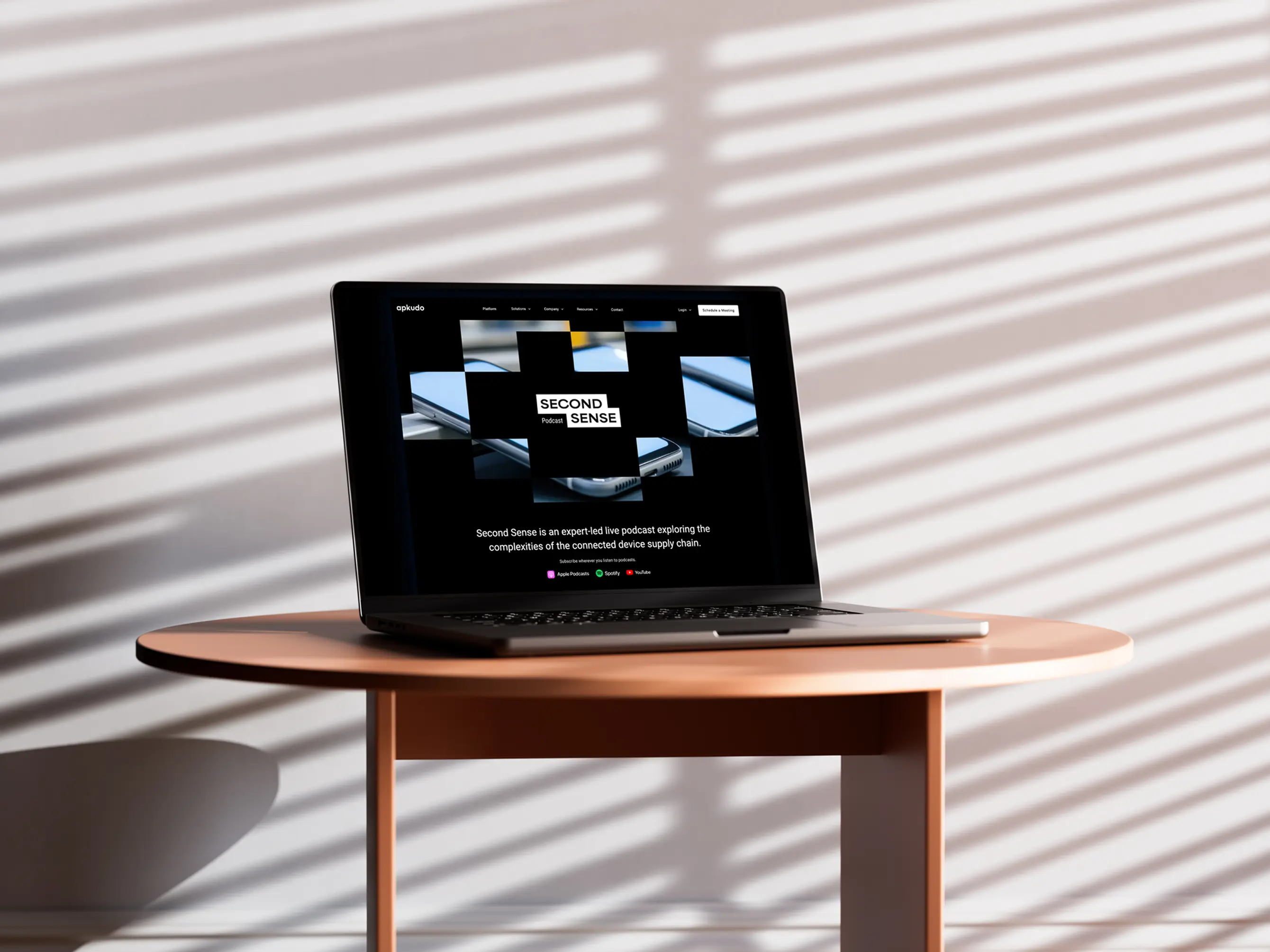 Second Sense webpage on a laptop