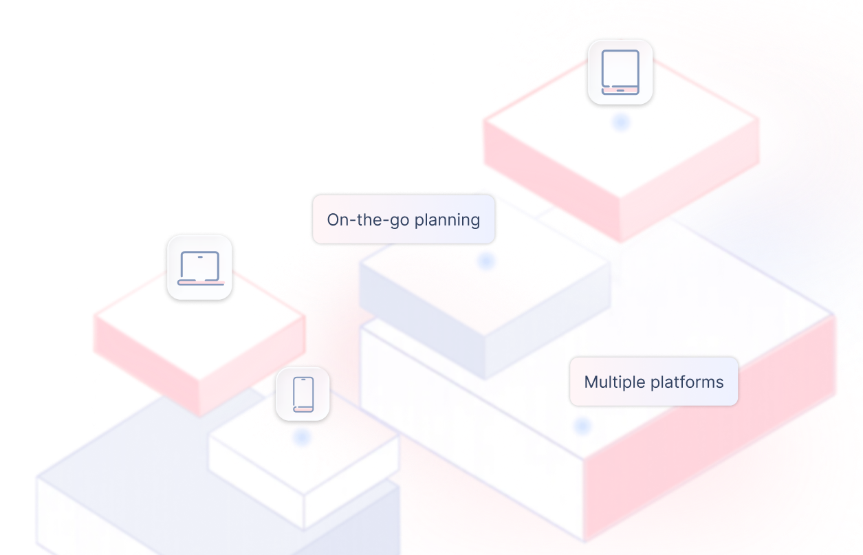 multiple platforms stacked vertically
