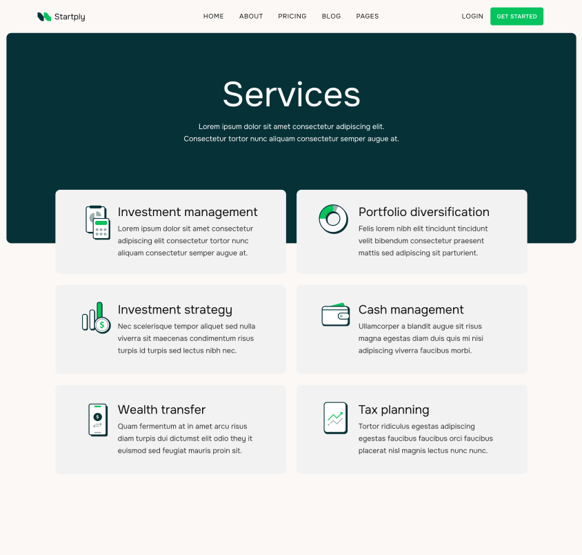 Startply X - Services Page - Multi-Purpose Startup Webflow Template
