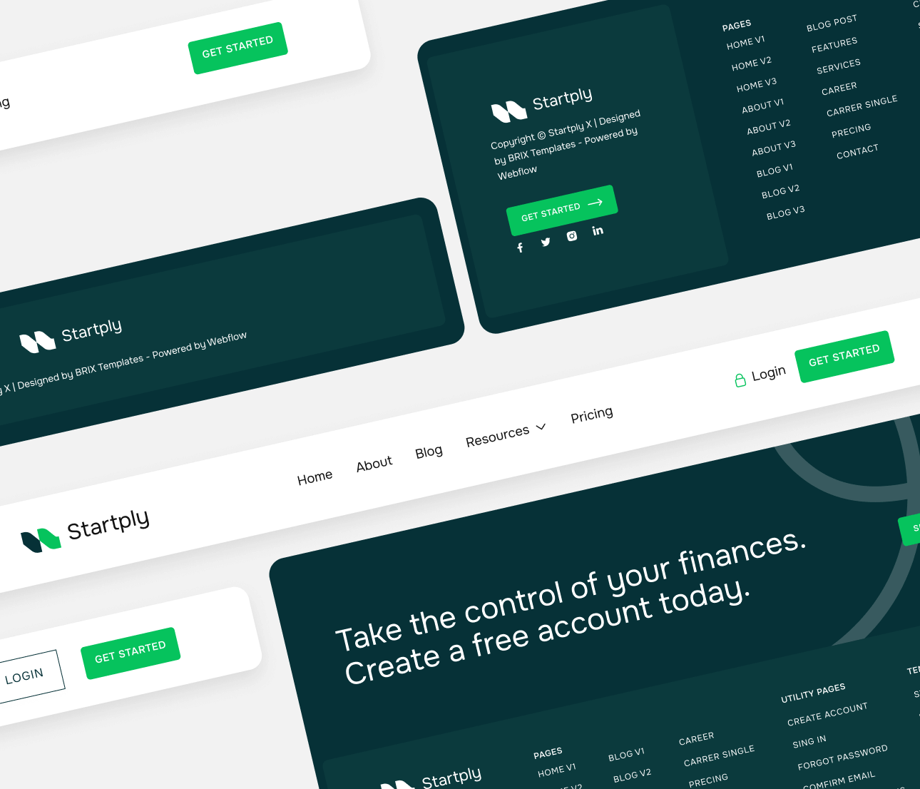 Startply X - 3 Headers And Footers - Multi-Purpose Startup Webflow Template
