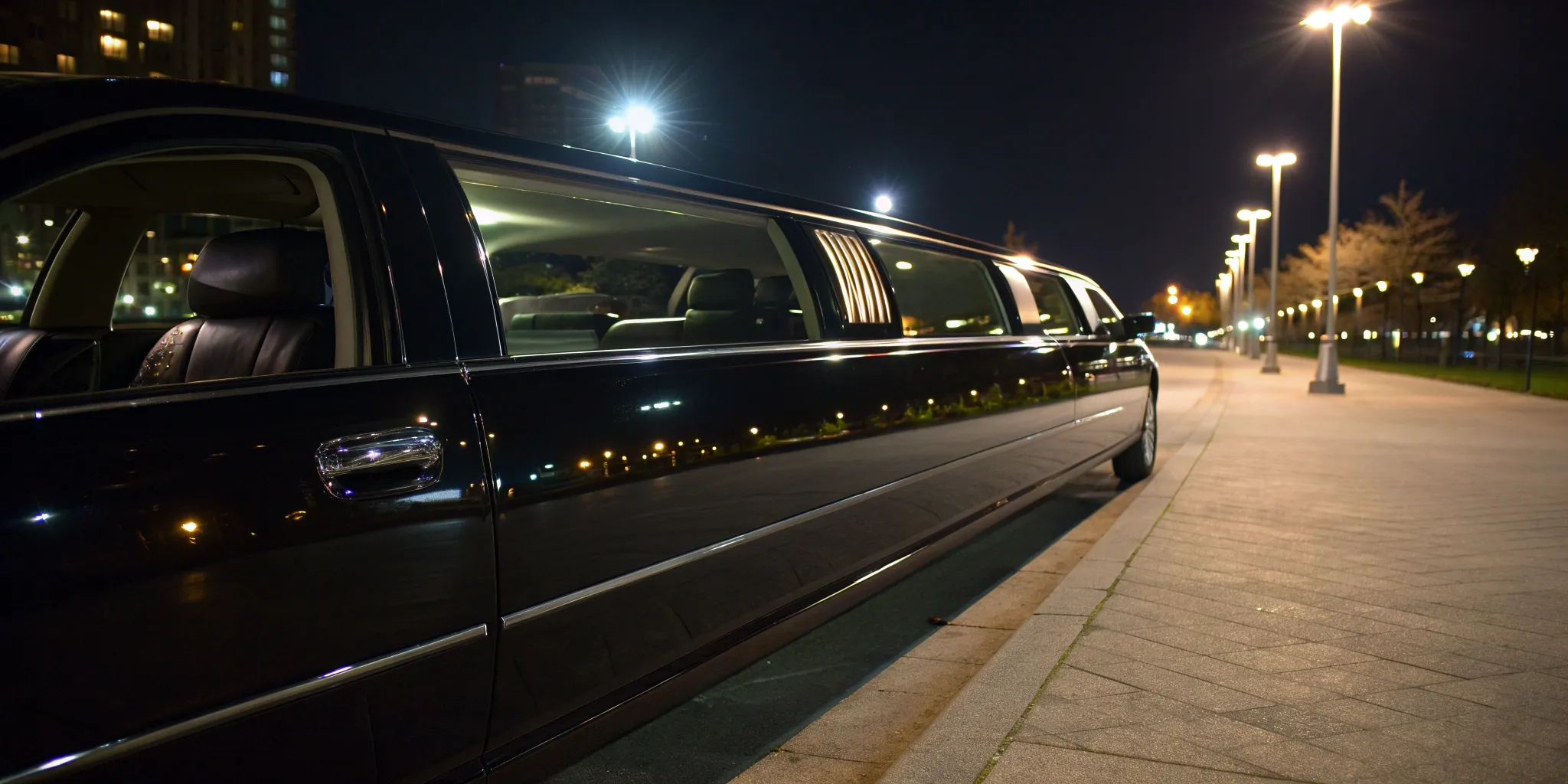 A black stretch limo from a personal limo service ready for a stylish and comfortable ride.