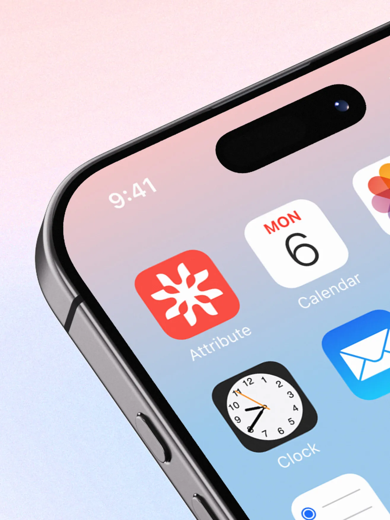 Attribute's app icon seen on an Iphone's home screen