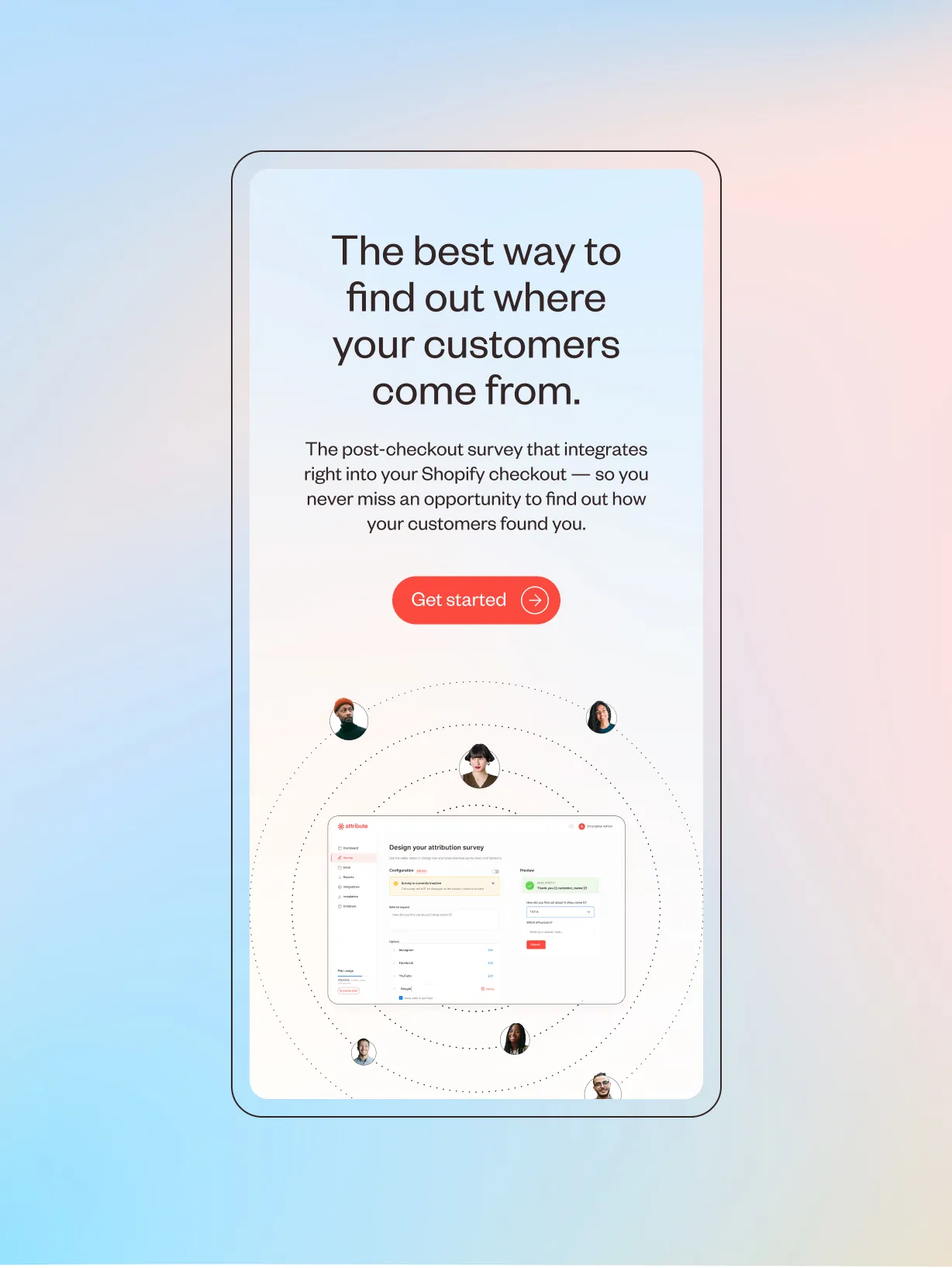 Attribute website design seen on a mobile screen
