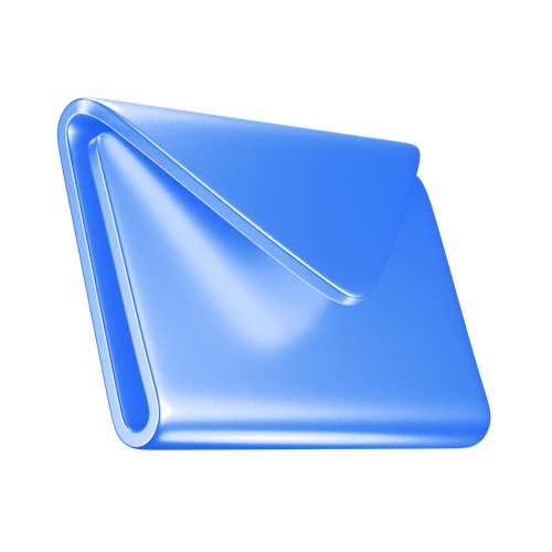 A 3D blue envelope.