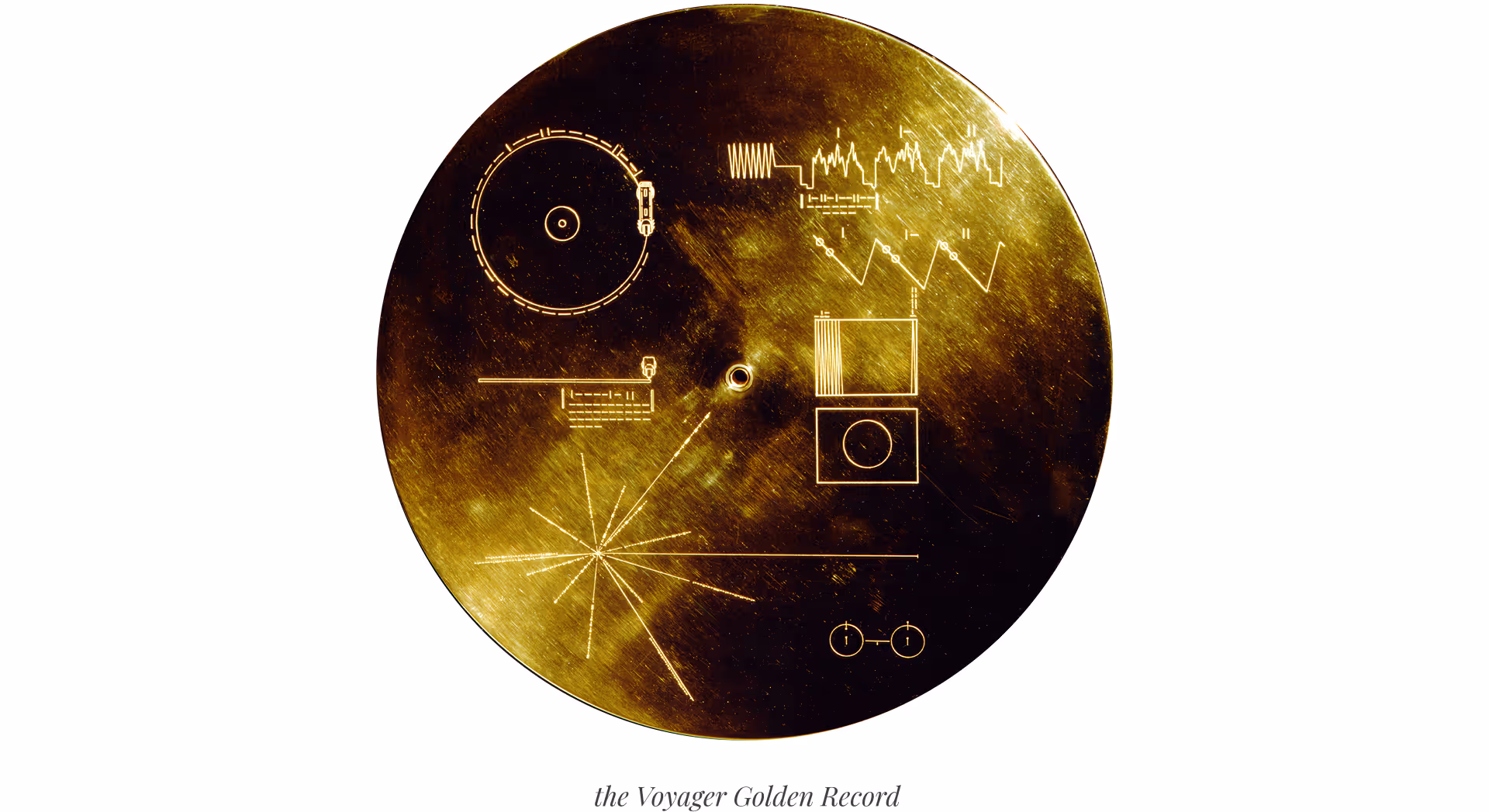 The Voyager Golden Record, a symbolic artifact representing human civilization and intended for extraterrestrial communication.