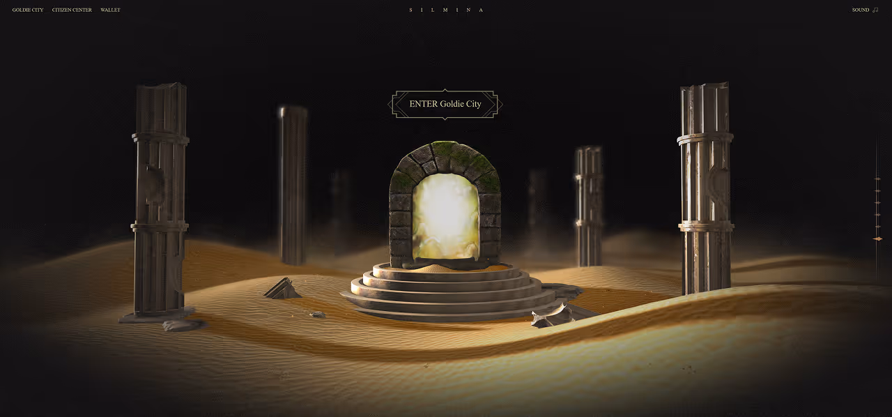 The homepage uses 3D web technology to construct an explorable digital ruin. Users navigate the space through scroll-driven camera movement, gradually uncovering the system’s structure and rules. Key concepts—including time logic, the nature of SilMina, GolGera’s role, and the “142857 Protocol”—are embedded along this journey. The experience resembles an archaeological exploration, where knowledge is discovered rather than presented.