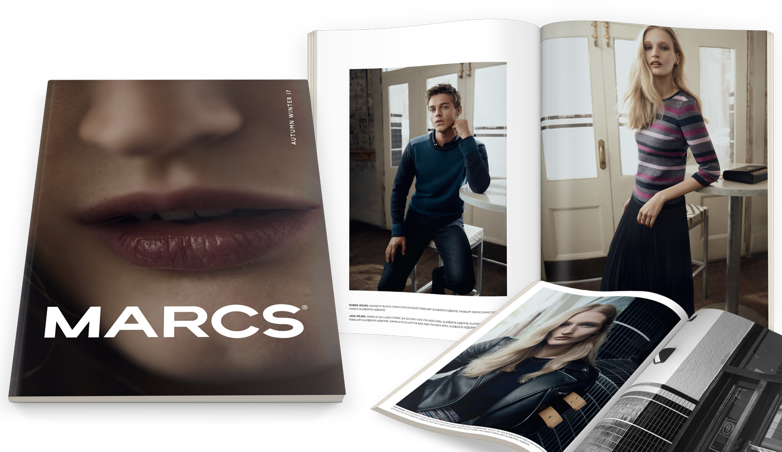 Marcs lookbook cover and pages
