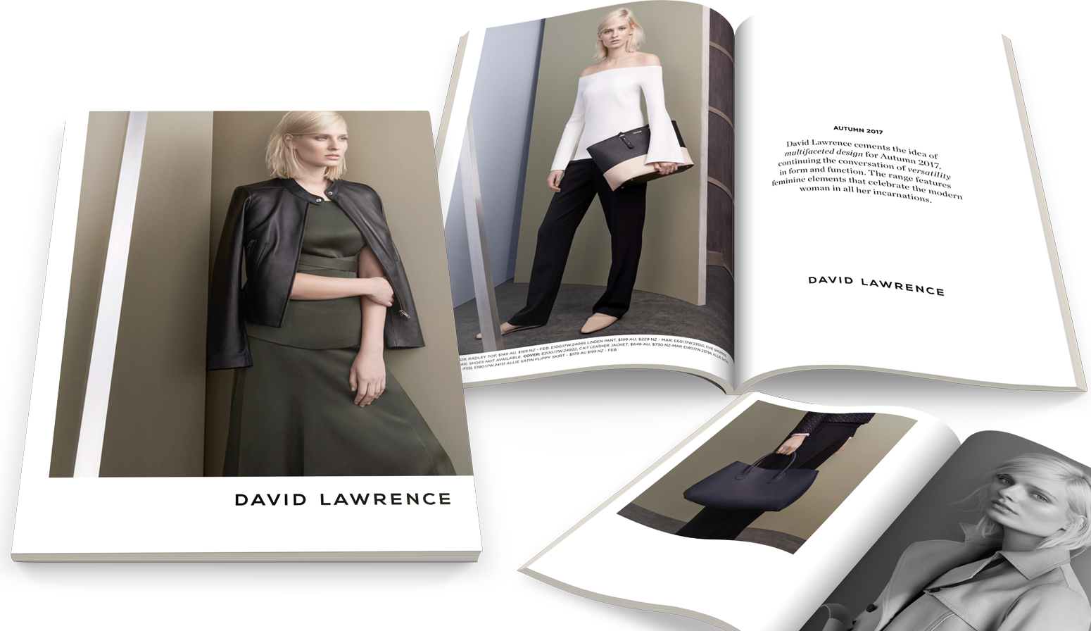 David Lawrence lookbook cover and pages