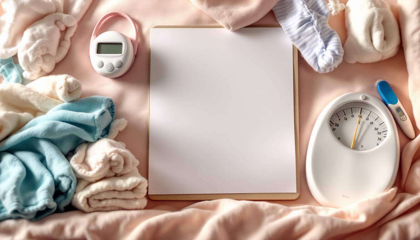 A sheet of white paper next to a scale and a clock