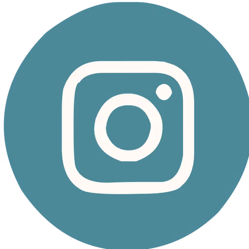 Instagram-Symbol in weiß auf grünblauem kreisförmigen Hintergrund.