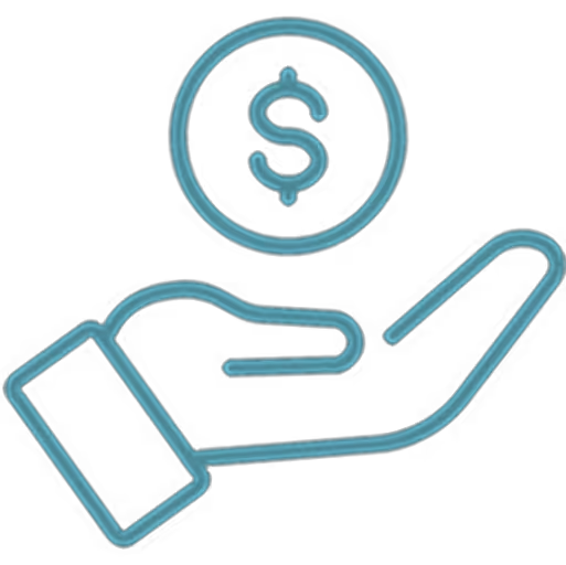 Hand mit hochgehobenem Zeigefinger, darüber ein Kreis mit Dollarzeichen.
