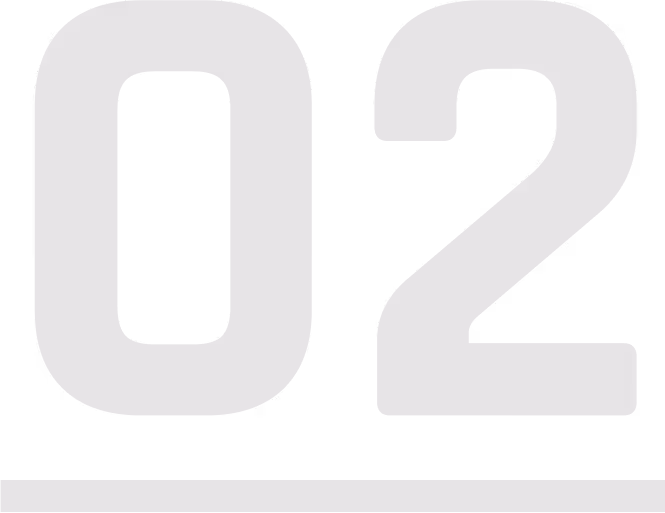 Große graue Zahl 02 auf schwarzem Hintergrund.