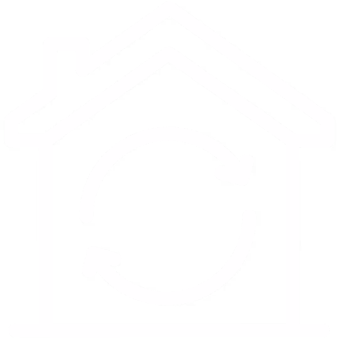 Hausumriss mit einem Kreispfeil, der nach rechts und links zeigt, Symbol für Heimaktualisierung.