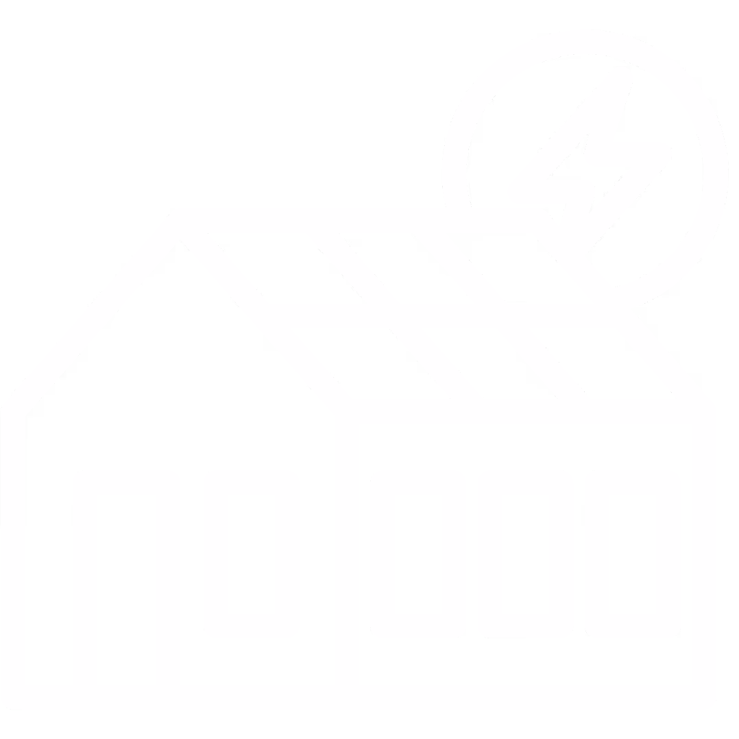 Haus mit Solarzellen auf dem Dach und einem Symbol für erneuerbare Energie.