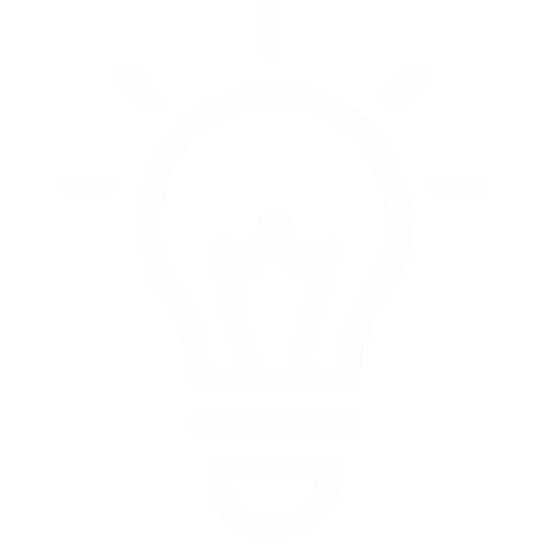 Symbol einer Glühbirne mit Lichtstrahlen, das eine Idee oder Kreativität darstellt.