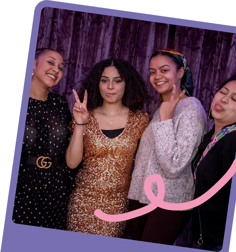 jaynice, founder of The Feminist Idea Lab, and three of her first cohort members posing for a picture