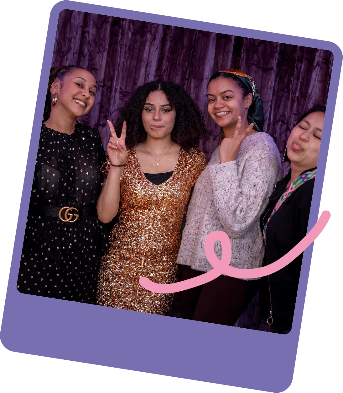 jaynice, founder of The Feminist Idea Lab, and three of her first cohort members posing for a picture