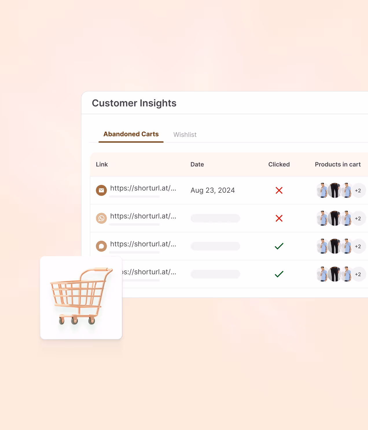 Wishlist and abandoned cart insights