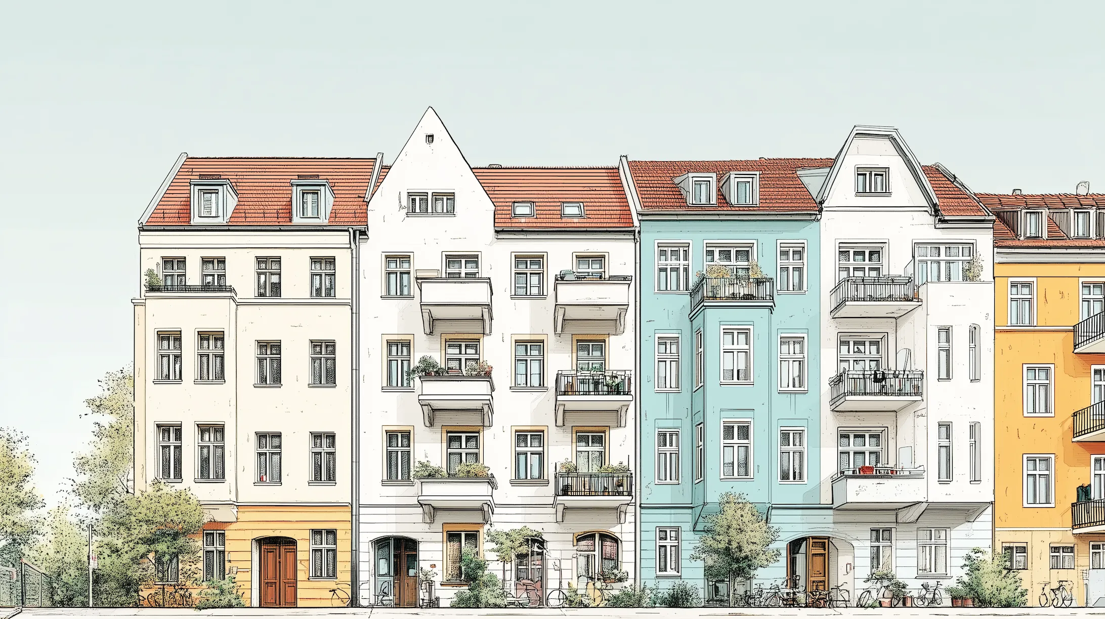 Building refurbishment in accordance with the EPBD Directive: Energy modernization of an apartment building with solar system and heat pump installation.
