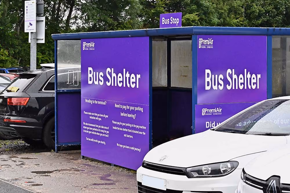 Shuttle bus shelter for Edinburgh airport parking