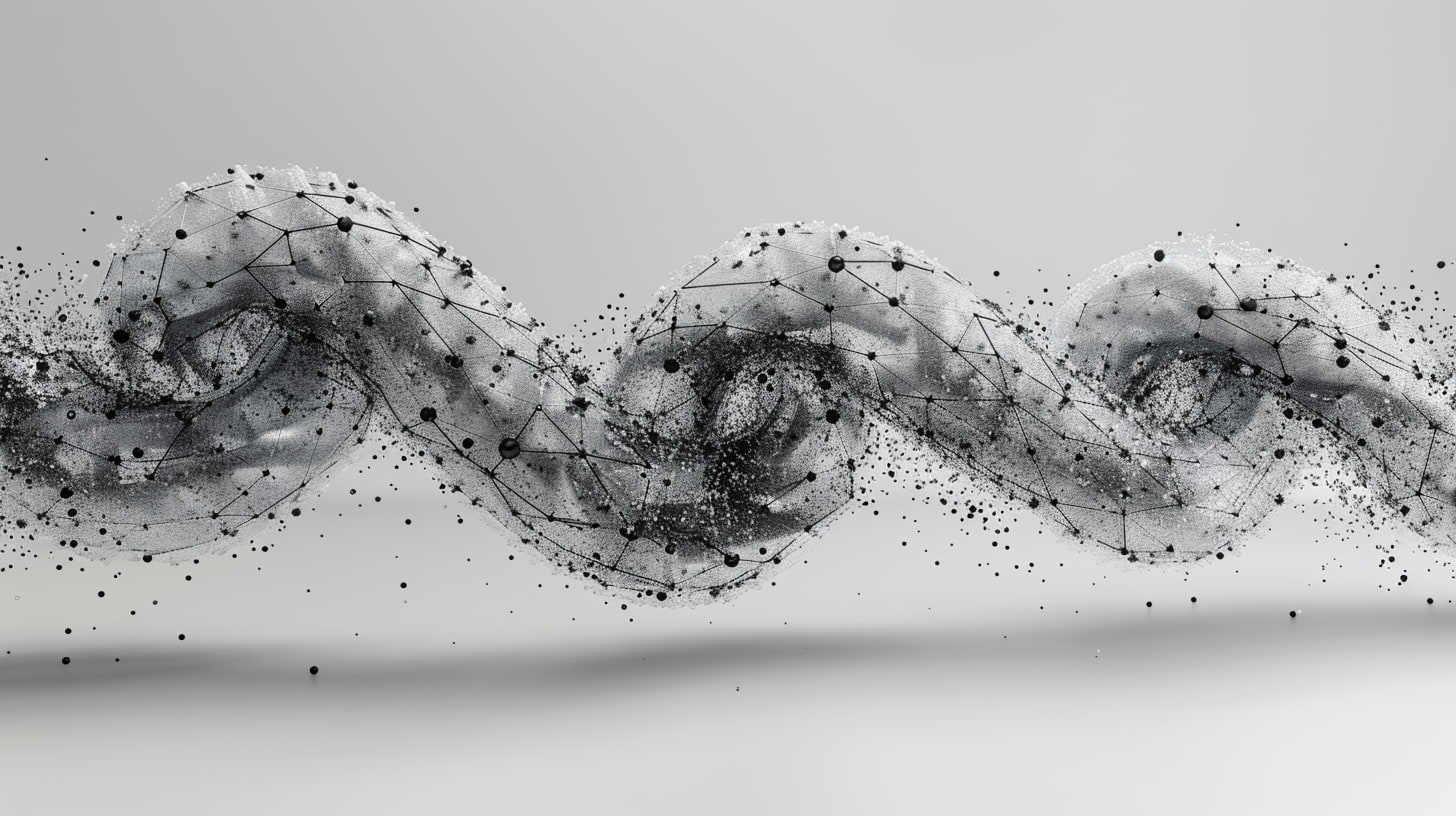 An abstract image of a swirling, complicated chain of data and information that illustrates the concept of data governance challenges