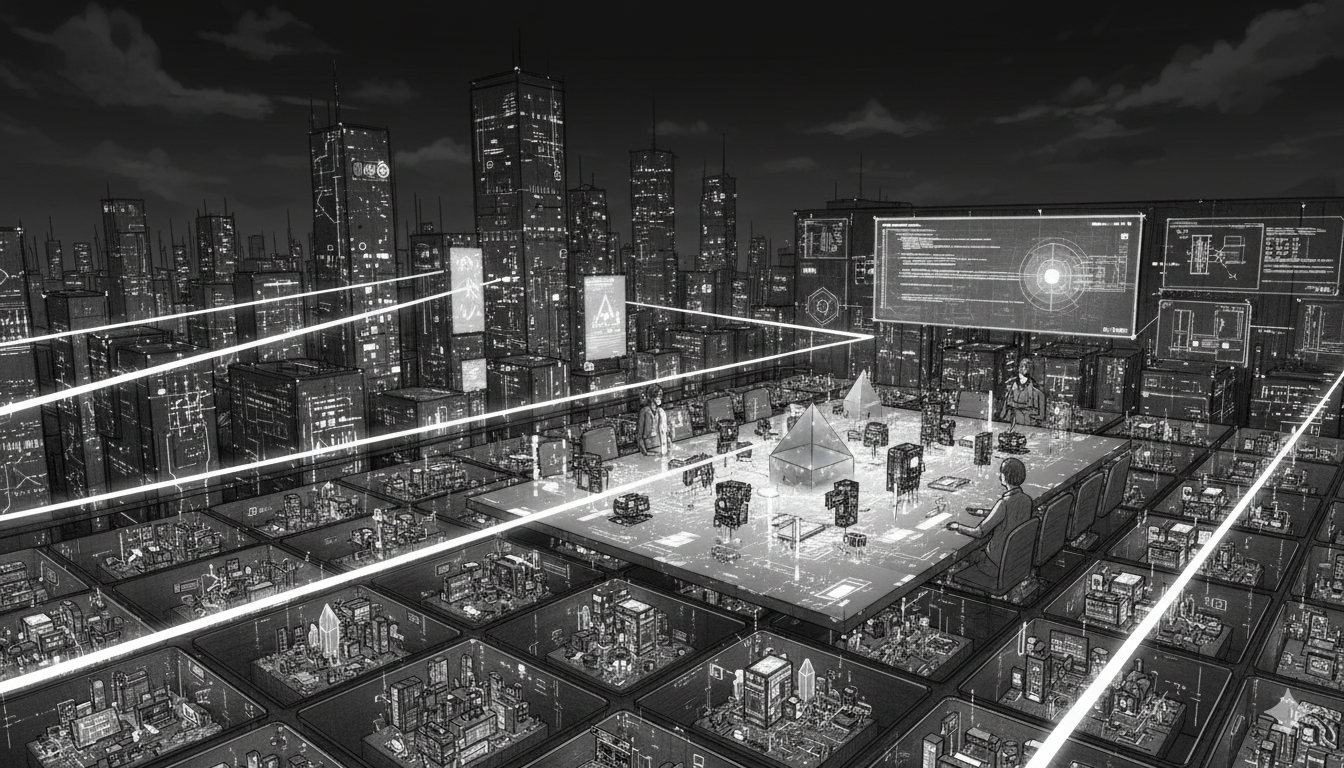 An image of a control table hovering over a city that displays simulation interfaces (Source: Gemini)