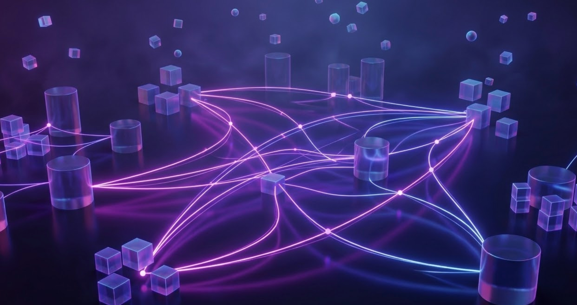 Abstract graphic shows data blocks existing outside mapped flows