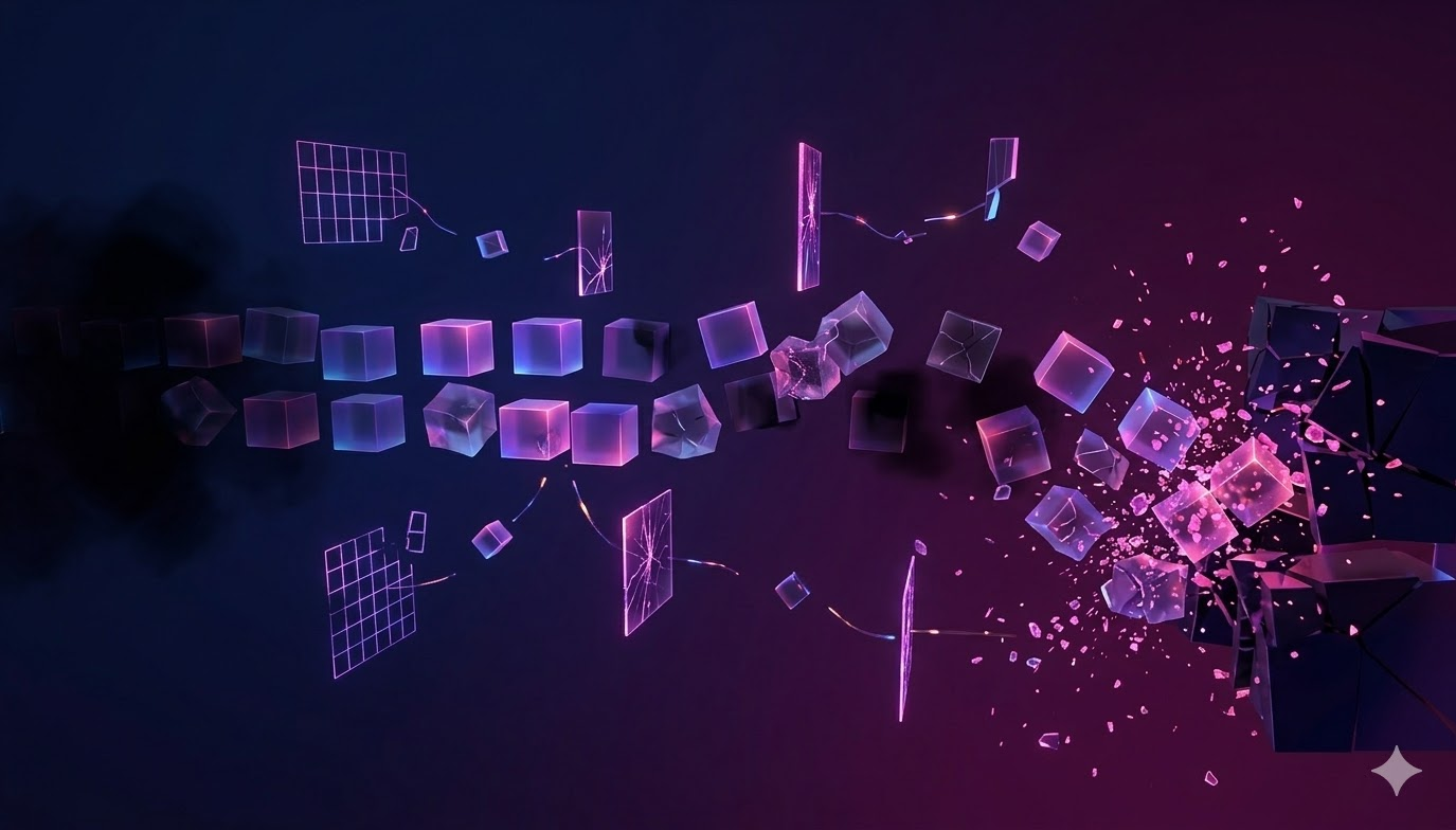 Fragmented, disconnected filters fail to catch distorted data, leading to a chaotic downstream system failure