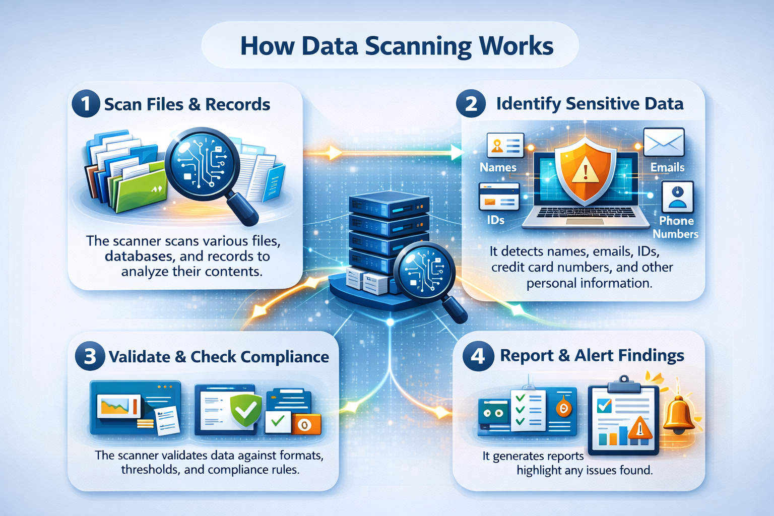 A visual flow of data scanning process